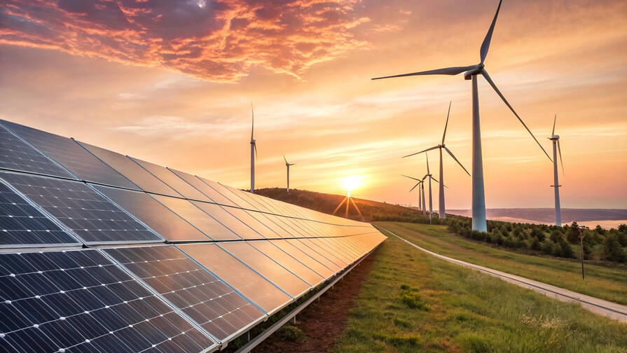 Sustainable,Energy,Park,With,Long,Rows,Of,Solar,Panels,In